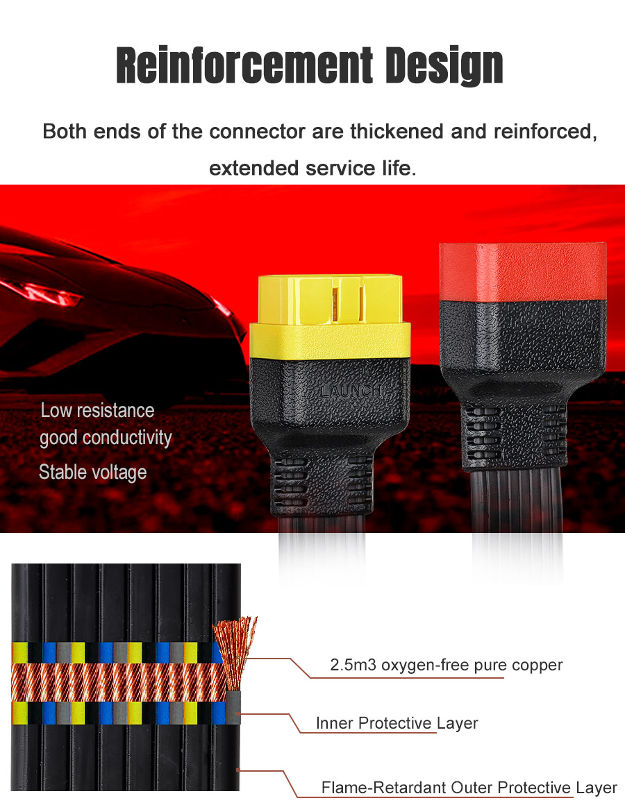 X431 OBD extension cable for X431 V/+/PRO/PRO 3/ ThinkDiag 16-PIN OBD2 extension cable
